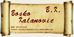 Boško Kalanović vizit kartica